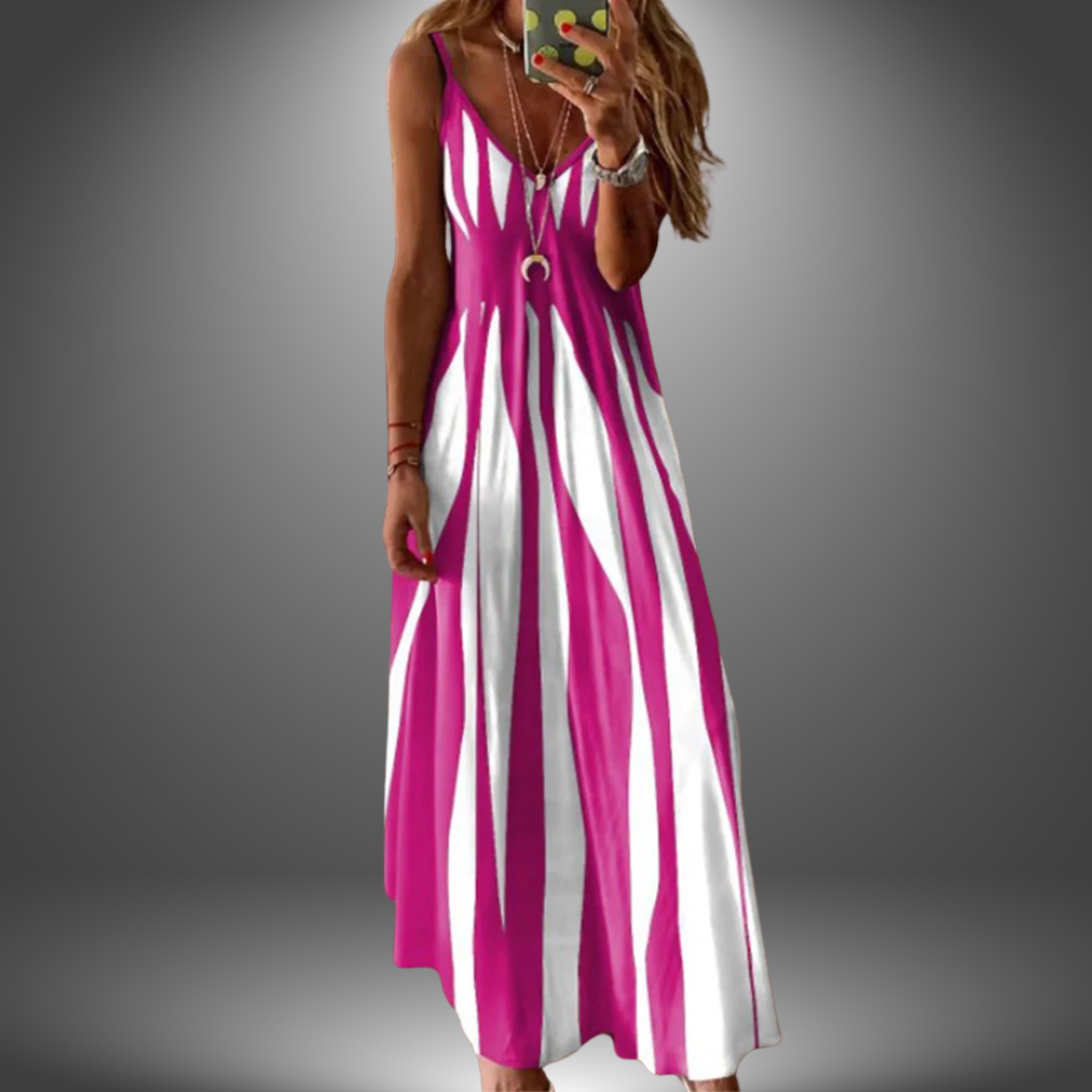 Alicia | Elegant Streifenlose Maxikleid mit ärmellosem Design