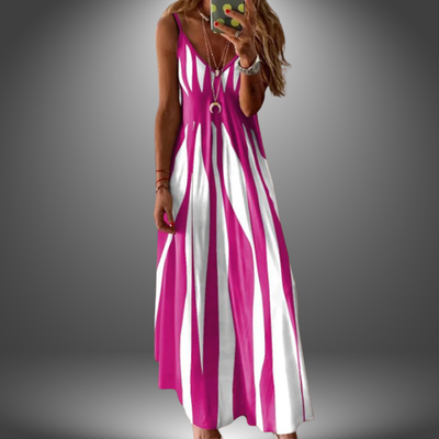 Alicia | Elegant Streifenlose Maxikleid mit ärmellosem Design