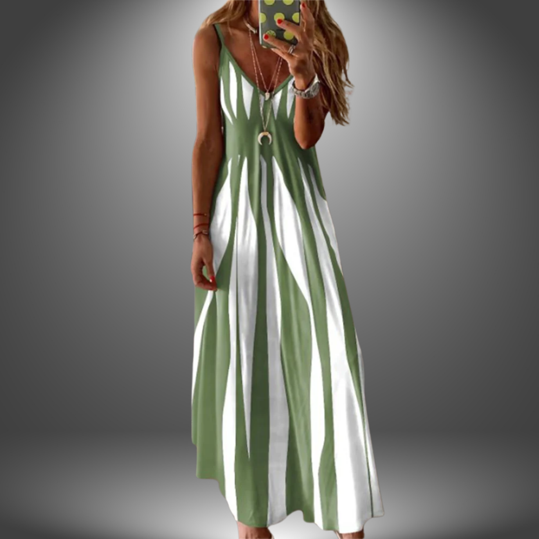 Alicia | Elegant Streifenlose Maxikleid mit ärmellosem Design