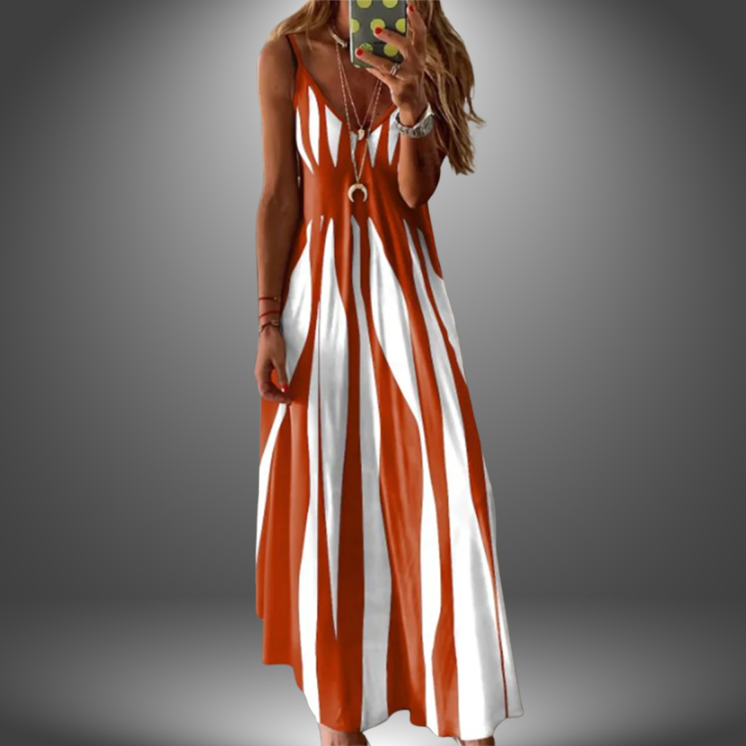 Alicia | Elegant Streifenlose Maxikleid mit ärmellosem Design