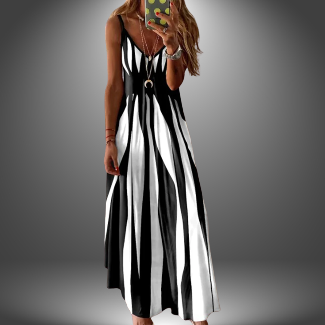 Alicia | Elegant Streifenlose Maxikleid mit ärmellosem Design