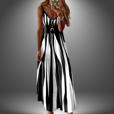 Alicia | Elegant Streifenlose Maxikleid mit ärmellosem Design