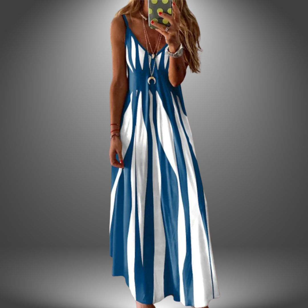 Alicia | Elegant Streifenlose Maxikleid mit ärmellosem Design