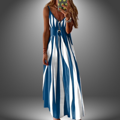 Alicia | Elegant Streifenlose Maxikleid mit ärmellosem Design
